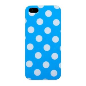Dots gummi cover til iPhone 5/5S/SE. Blå/hvid. -
