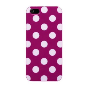 Dots gummi cover til iPhone 5/5S/SE. Lilla/hvid. -