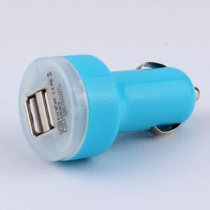 Dual USB billader til telefon, tablet mm. Blå. -