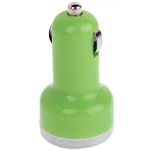 Dual USB billader til telefon, tablet mm. Grøn. -