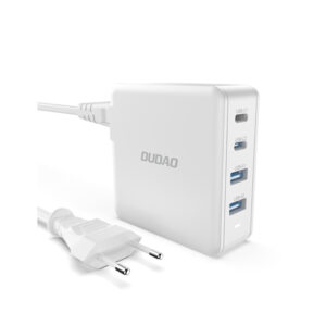 Dudao A100EU 100W Hurtigoplader med 4 porte  -  2xUSB-C + 2xUSB-A til alle enheder (Hvid) -