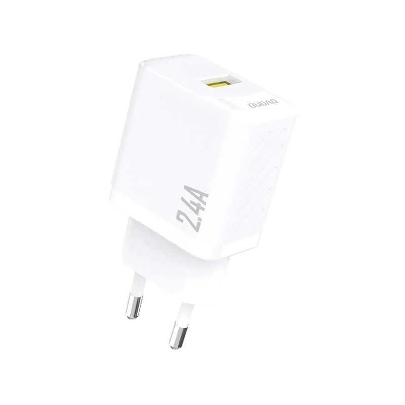 Hurtig opladning med Dudao A23EU 12W GaN Adapter. USB-A. Hvid DUDAO A23 12W GaN USB oplader. Hvid -