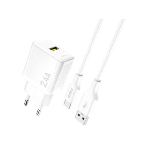 DUDAO A23T GaN 2.4A 12W USB oplader. Inkl. USB-C kabel. Hvid -