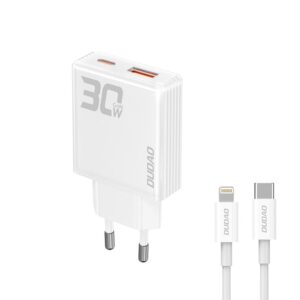 DUDAO A30EU 30W GaN Oplader. Inkl USB til Lightning kabel -