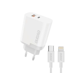 DUDAO A6XSEUL PD 22.5W Quick Charge Dual oplader. Inkl USB-C til Lightning kabel -