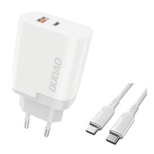 DUDAO A6XSEUT PD 22.5W QC Dual oplader. Inkl USB-C kabel -