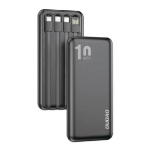 DUDAO K6Pro Universal Powerbank med 4 forskellige stiktyper. 10.000 mAh. Sort. -