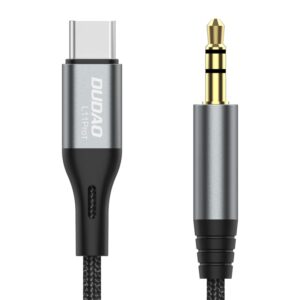 Dudao L11PROT Lydkabel  -  Flettet USB-C til 3.5mm Jack, 1 Meter, Grå -