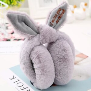 Søde og meget bløde sammenklappelige plys ørevarmere. Grå. -