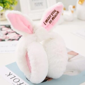 Søde og meget bløde sammenklappelige plys ørevarmere. Hvid. -