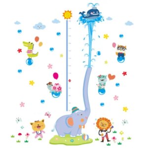 Elefant springvand. Målebånds wallsticker. Fra 60-180cm. -