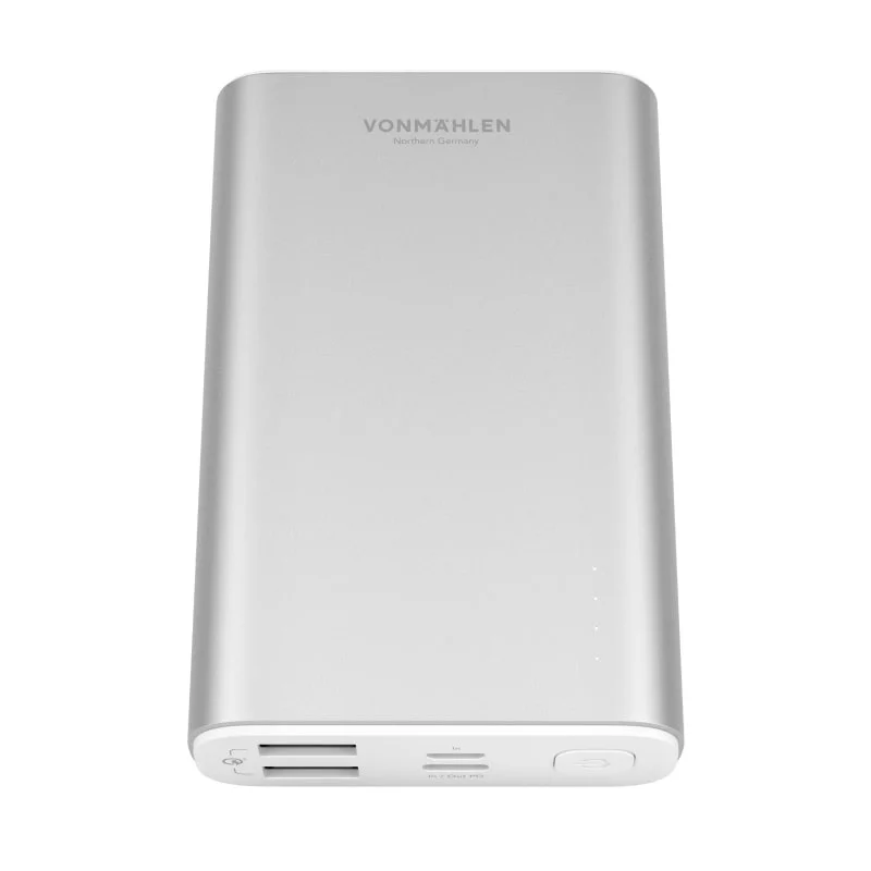 evergreen-powerbank-silver Vonmählen Evergreen Powerbank. Quick Charge 3.0. 10.000 mAh. Silver. -
