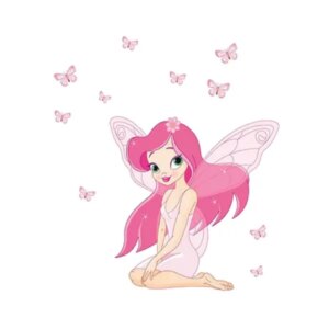 Fe wallsticker. Sød wallsticker med en lille lyserød fe. 50x70cm -