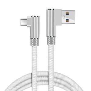 Flettet Micro-USB opladerkabel til USB-A. Han-Han. Vinklet. 1 meter. Hvid. -
