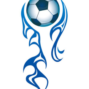 Flot fodbold wallsticker. Flyvende fodbold i flammer. 95x43cm. -