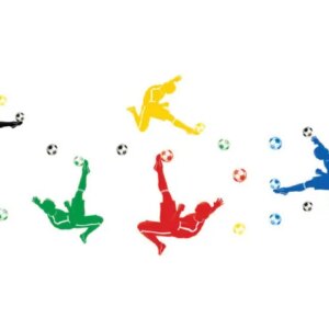 Fodbold wallsticker. Saksespark i flotte farver. 90x60cm. -