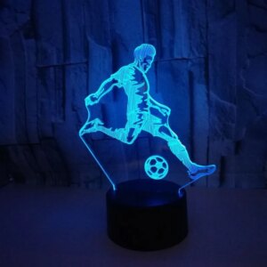 Flot fodbold 3D lampe. Lysende fodboldspiller. Farveskift mellem 7 farver. -