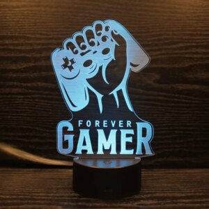 Sej Gaming 3D lampe. Forever Gamer. Farveskift mellem 7 farver. -