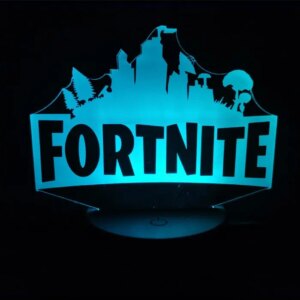 Fortnite 3D lampe. Natlampe med et lysende Fortnite logo. Farveskift mellem 7 farver. -