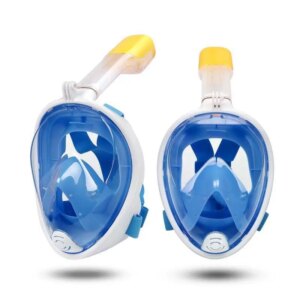 Full Face Dykkermaske med snorkel samt holder til aktivitetskamera. Blå. S/M -