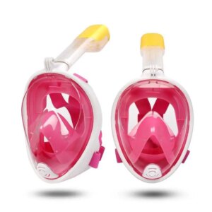 Full Face Dykkermaske med snorkel samt holder til aktivitetskamera. Pink. L/XL -