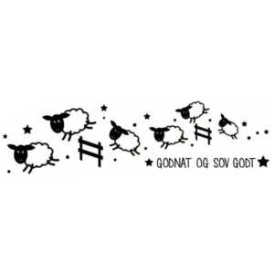 Tælle får wallsticker. Godnat og sov godt. 35x130cm -