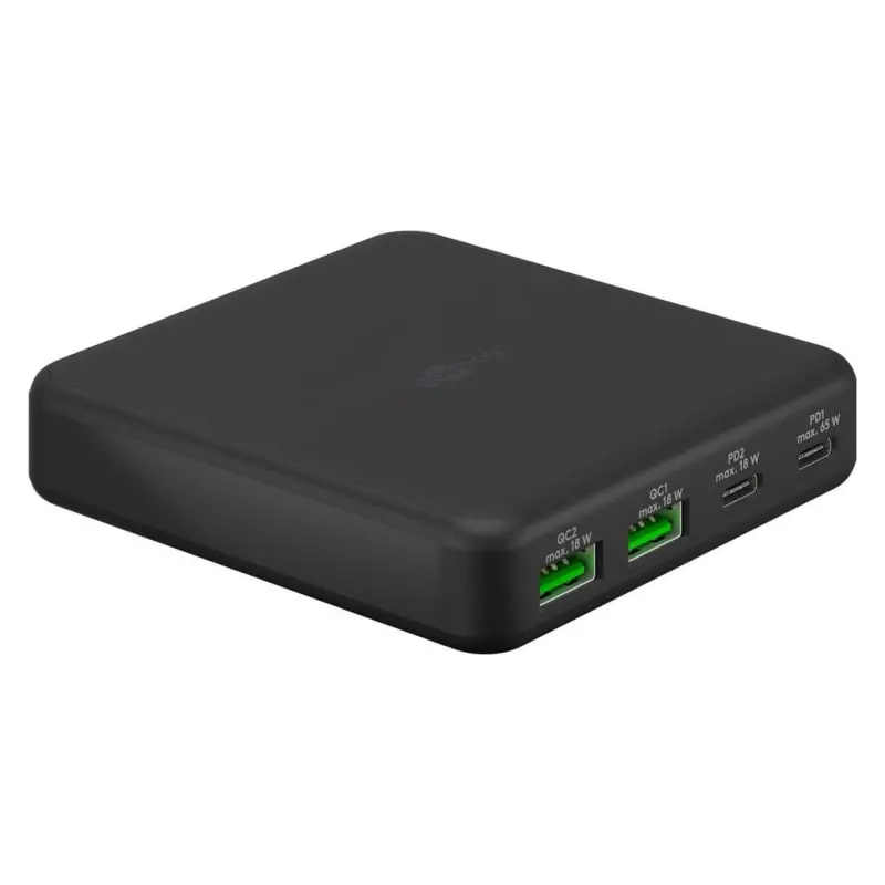 goobay-multiport-ladestation-4-porte Goobay Multiport Ladestation. 4-porte, 2x USB-A + 2x USB-C. Helt op til 65W. -