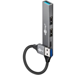 Goobay Slim 4-Port USB Hub. 3x USB-A + 1x USB-C -