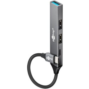 Goobay Slim 4-Port USB-C Hub. 1x USB 3.2 og 3x USB 2.0. -