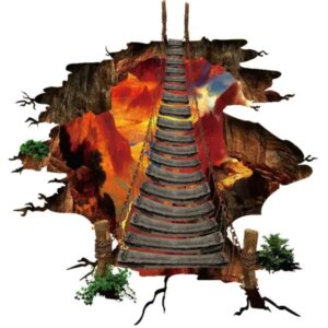 Hængebro wallsticker. Bro over flydende lava. Til væg eller gulv -