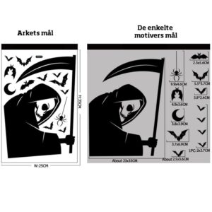 Uhyggelige Halloween Vinduesklistermærker. Døden med Leen -