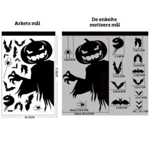 Uhyggelige Halloween Vinduesklistermærker. Græskar -