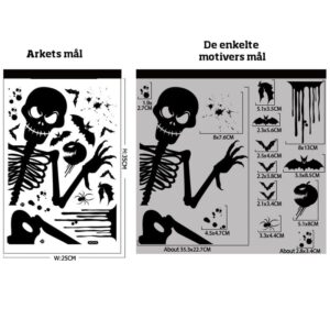 Uhyggelige Halloween Vinduesklistermærker. Skelet -