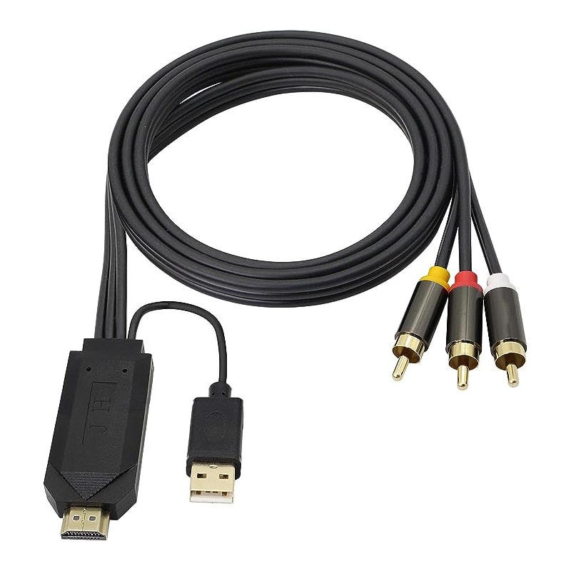 AV til HDMI kabel/RCA til HDMI med indbygget chip. 2 m.; High Quality HDMI til AV kabel / HDMI til RCA med indbygget chip. 3 m. -