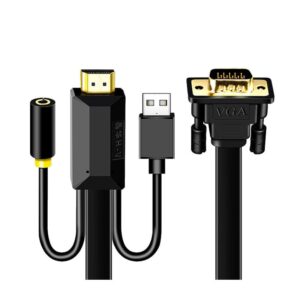 High Quality HDMI til VGA kabel med audio indgang samt indbygget chip. 1 m. -