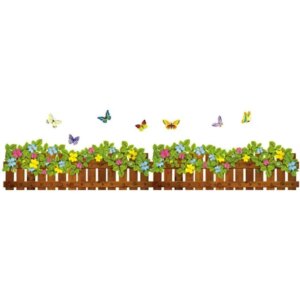 Rigtig fint blomsterhegn. Flot wallsticker med hegn, blomster mm -
