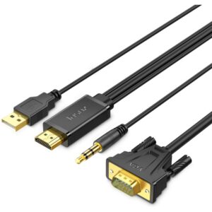 Jasoz G117 HDMI til VGA Adapter med Uafhængig Lydudgang -