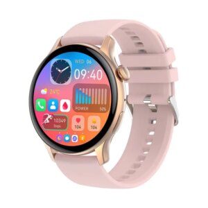 HK85 Smartwatch. Rund 1.43" AMOLED HD Touch Screen. Gold. -