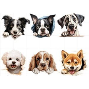 Hunde wallsticker. 6 søde hundehoveder. -