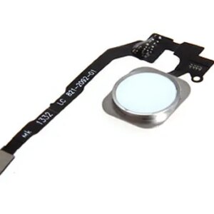 iPhone 5S Home knap med kabel. OEM kvalitet. Hvid/silver. -