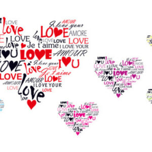 Hjerter wallsticker. I Love You. -