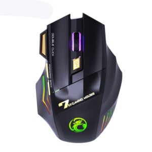 iMice X7 7D Gaming Mus. Fed Trådløs Gamer Mus med 7-farvet RGB-lys og 3200 DPI -