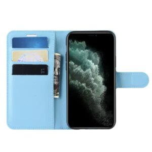 iPhone 11 cover & stander med kreditkortholder. Lyseblå. -
