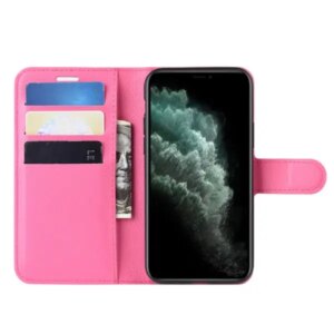 iPhone 12 / 12 Pro cover & stander med kreditkortholder.Hot pink -
