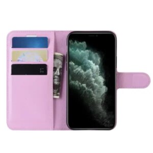 iPhone 12 / 12 Pro cover & stander med kreditkortholder. Lyserød -