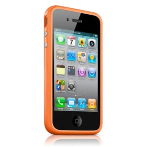 iPhone 4/4S hård gummi bumper. Orange. -