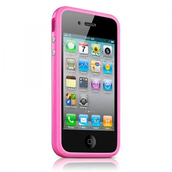 ip4-bumper-pink iPhone 4/4S hård gummi bumper. Pink. -