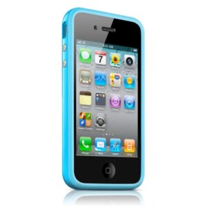 iPhone 4/4S hård gummi bumper. Skyblue. -