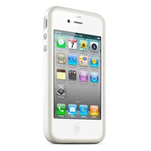 iPhone 4/4S hård gummi bumper. Hvid. -