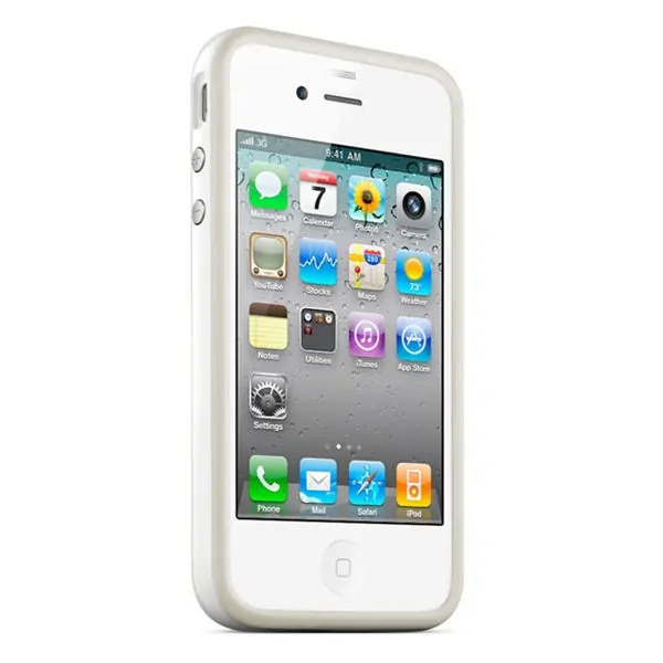ip4-bumper-white iPhone 4/4S hård gummi bumper. Hvid. -